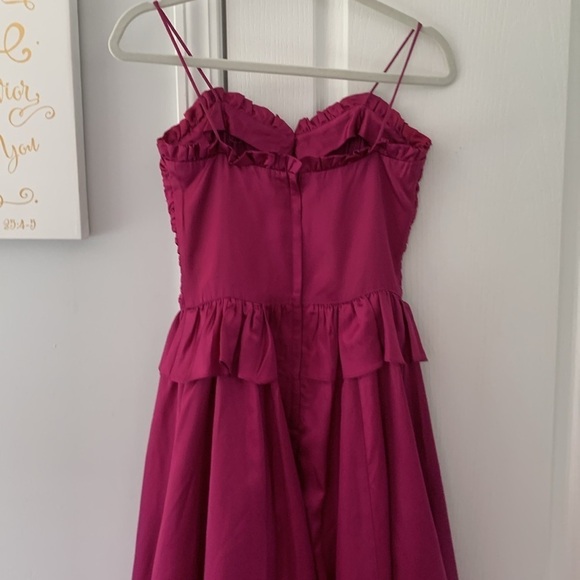 Gunne‎ Sax Jessica McClintock XS satin cocktail dress romantic Fuchsia ruched - Picture 9 of 16